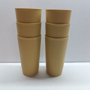 Set Of 6 Vintage Tupperware Tumblers Harvest Gold 12 Oz #873